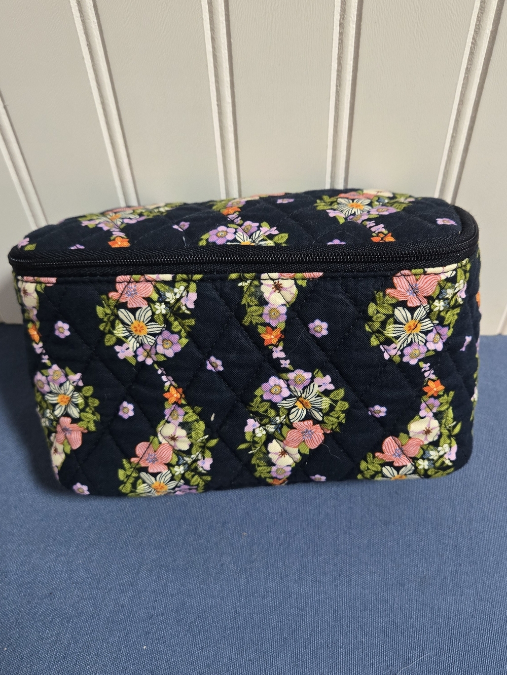 Vera Bradley Navy Quilted Floral Cosmetic Bag